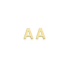 9K Yellow Gold Mini Initial 'A' Stud Earrings - Dracakis Jewellers