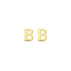 9K Yellow Gold Mini Initial 'B' Stud Earrings - Dracakis Jewellers