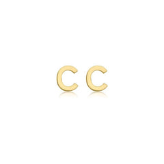 9K Yellow Gold Mini Initial 'C' Stud Earrings - Dracakis Jewellers