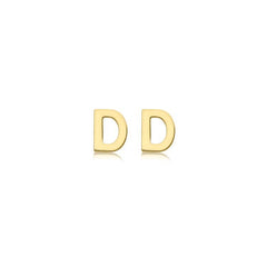 9K Yellow Gold Mini Initial 'D' Stud Earrings - Dracakis Jewellers