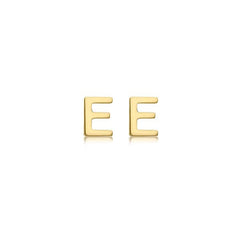 9K Yellow Gold Mini Initial 'E' Stud Earrings - Dracakis Jewellers