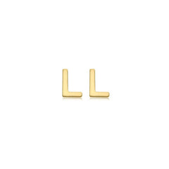 9K Yellow Gold Mini Initial 'L' Stud Earrings - Dracakis Jewellers