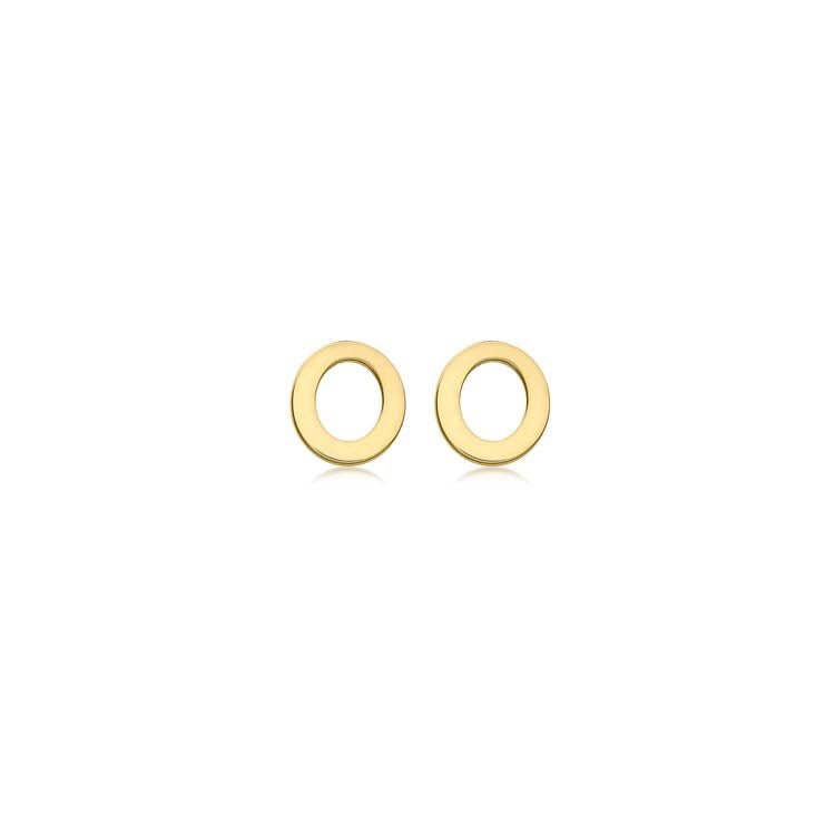 9K Yellow Gold Mini Initial 'O' Stud Earrings - Dracakis Jewellers