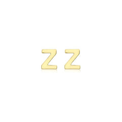 9K Yellow Gold Mini Initial 'Z' Stud Earrings - Dracakis Jewellers