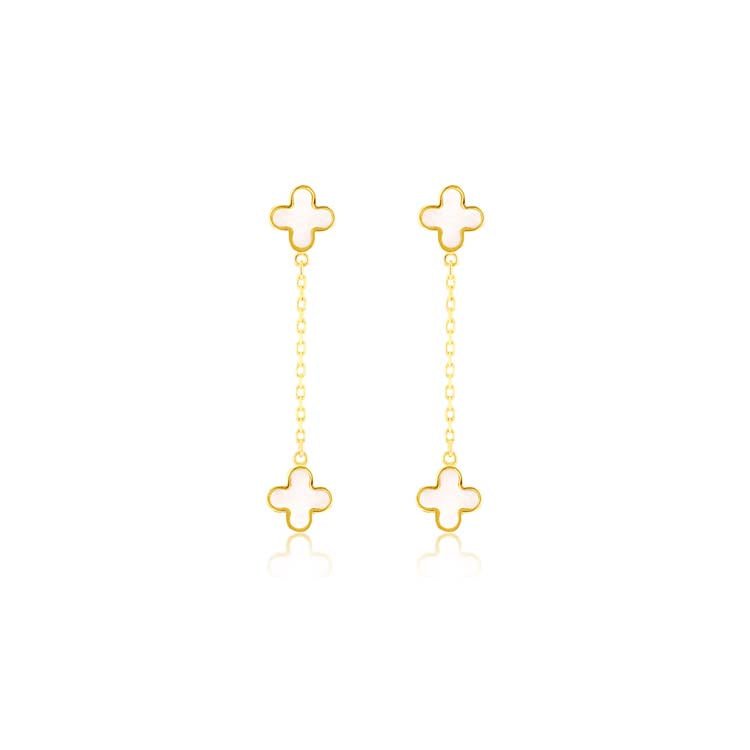 9K Yellow Gold Mop Petal Drop Earrings - Dracakis Jewellers