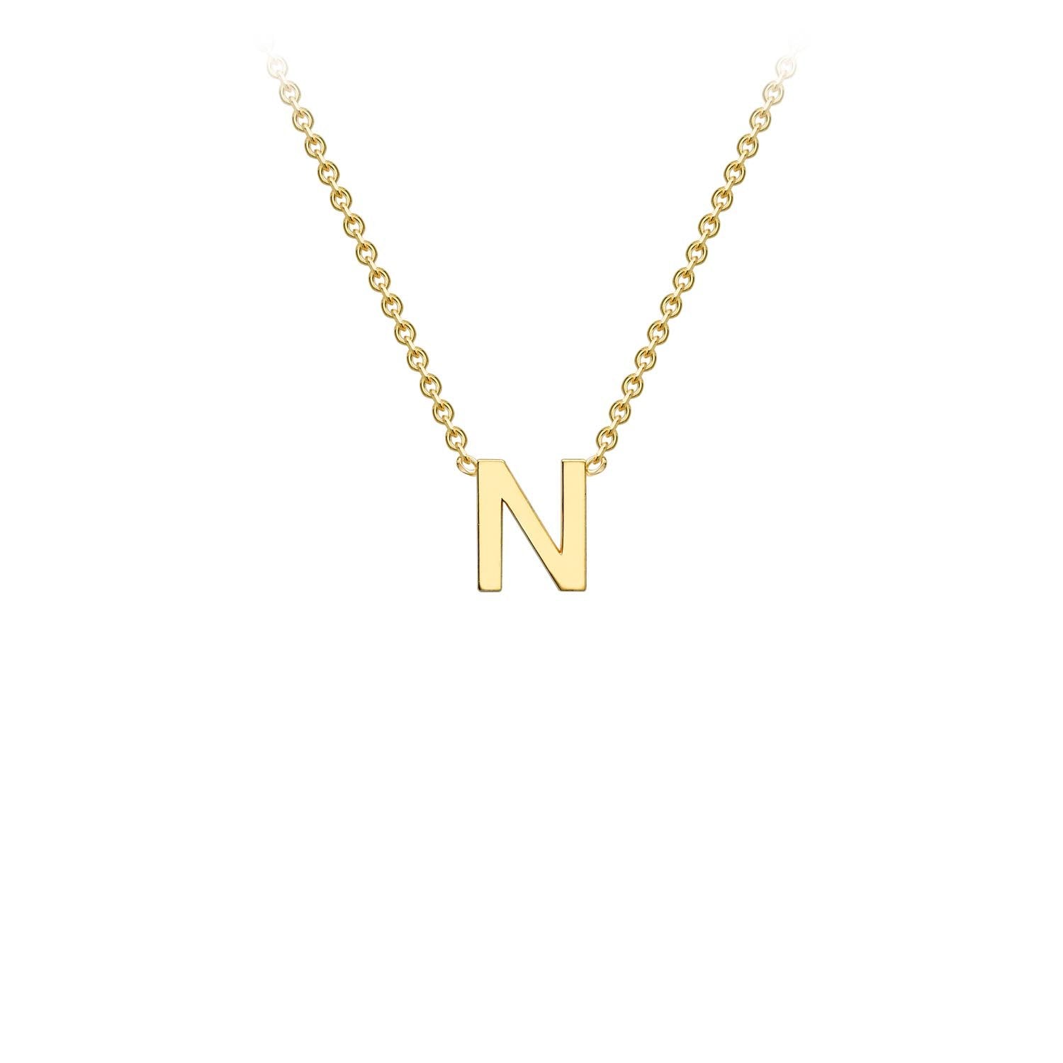 9K Yellow Gold 'N' Initial Adjustable Letter Necklace 38/43cm - Dracakis Jewellers