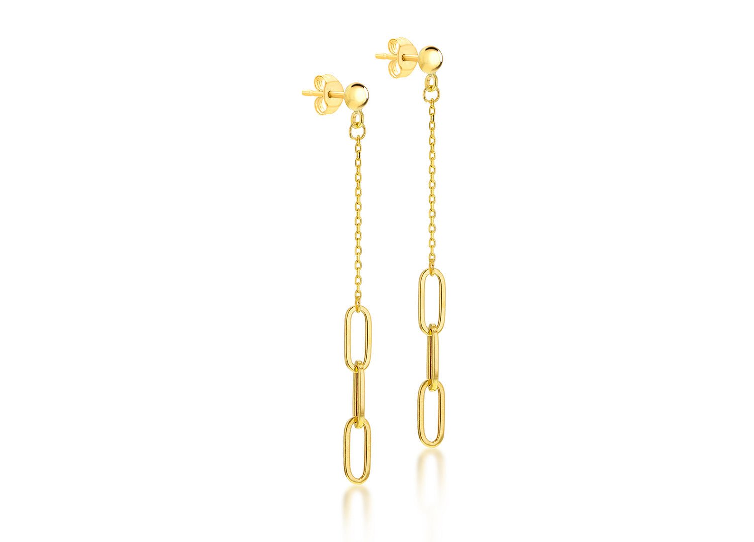 9K Yellow Gold Paper Chain Drop Earrings - Dracakis Jewellers