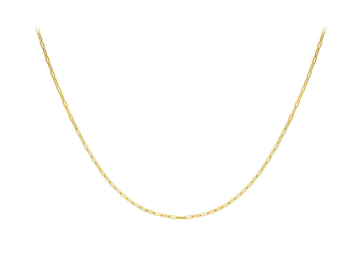 9K Yellow Gold Paper Chain Necklace 50 cm - Dracakis Jewellers