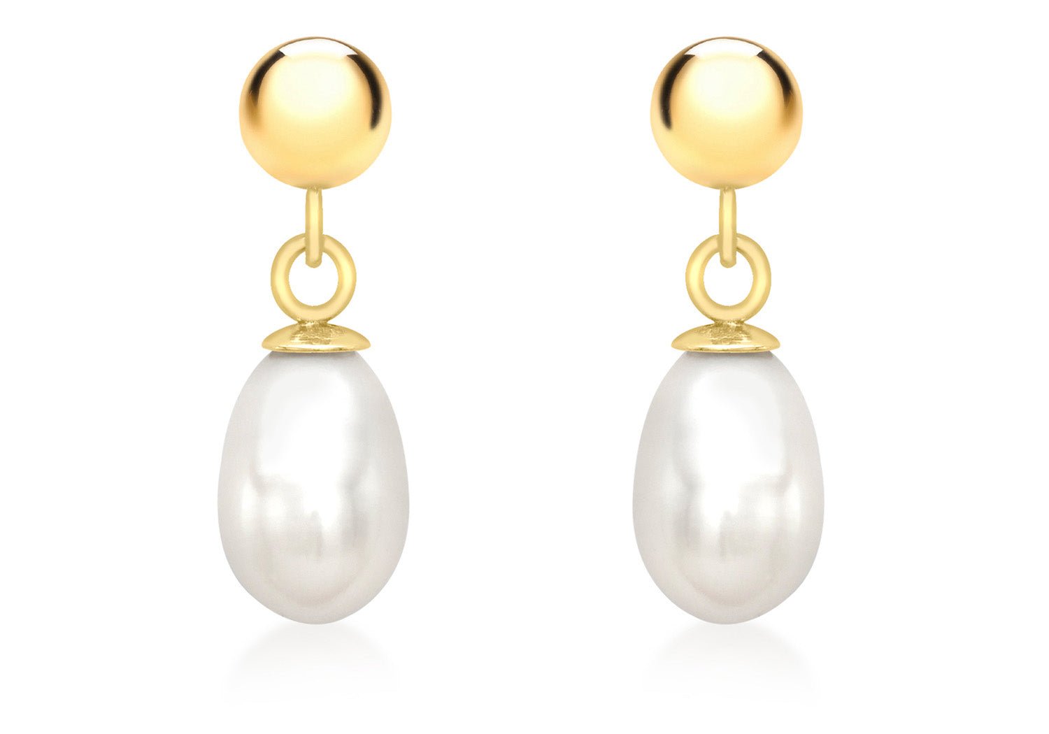 9K Yellow Gold Pearl Drop Earrings 5mm - Dracakis Jewellers