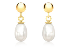 9K Yellow Gold Pearl Drop Earrings 5mm - Dracakis Jewellers