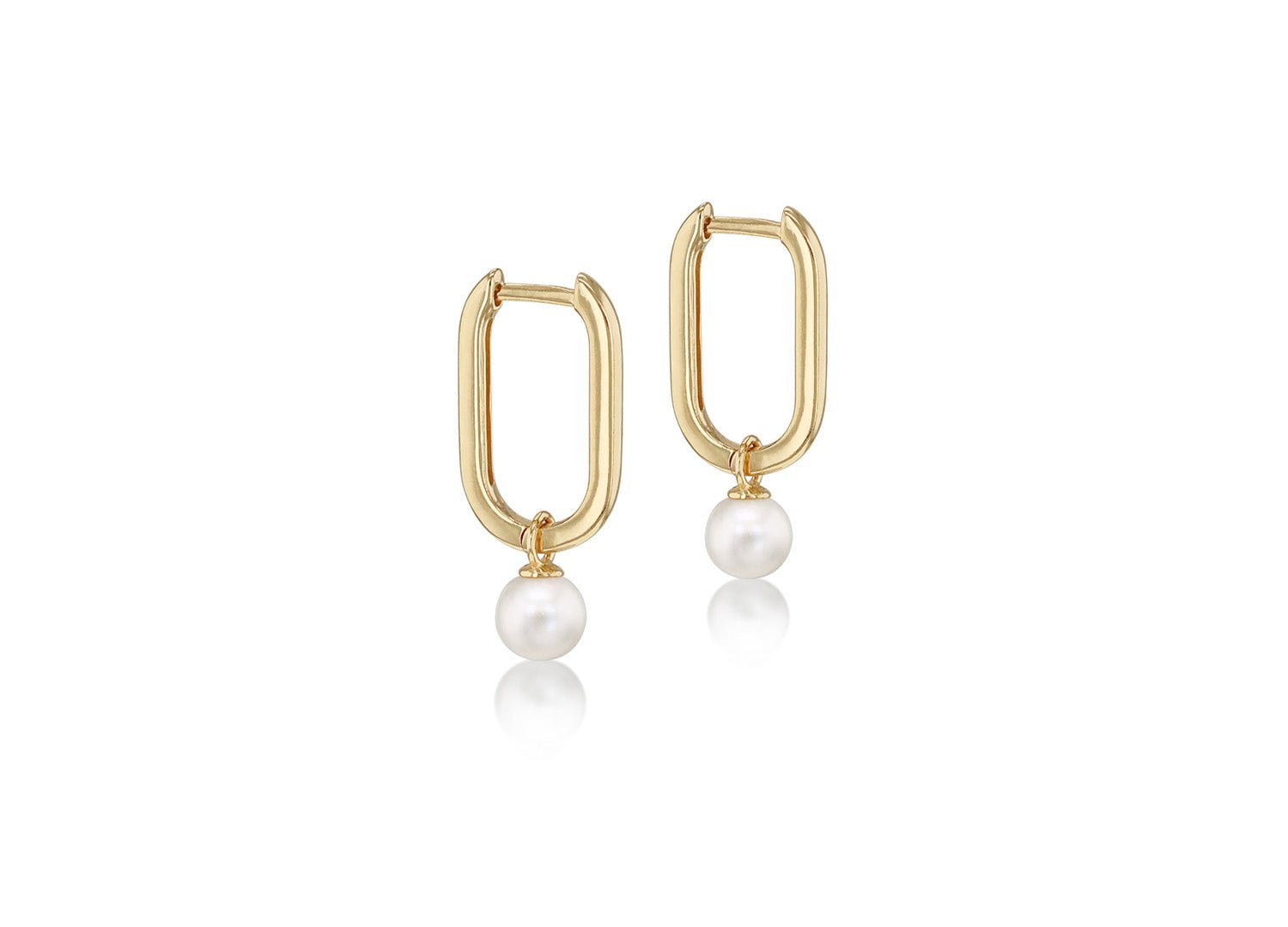 9K Yellow Gold Pearl Hoop Earrings - Dracakis Jewellers