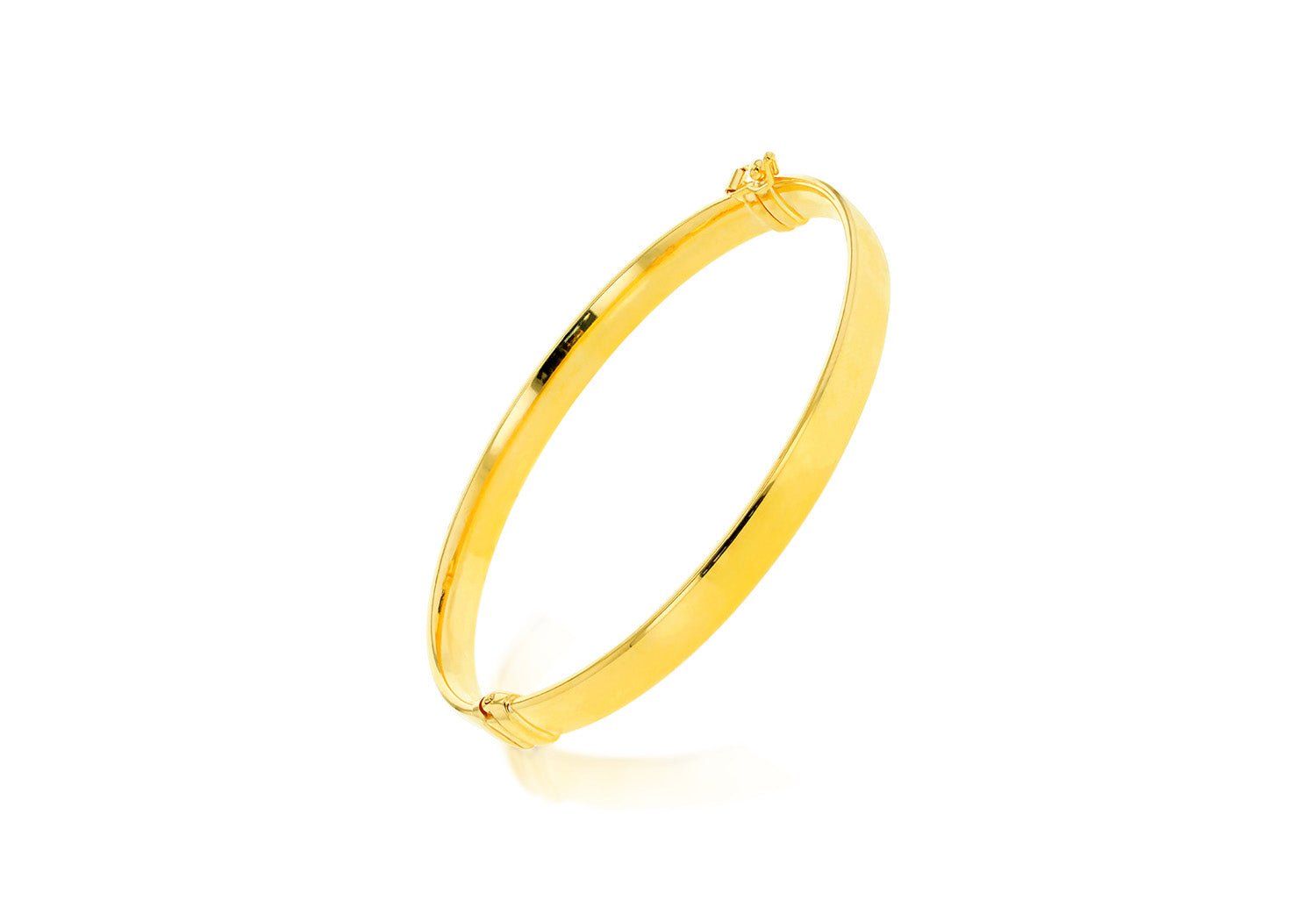 9K Yellow Gold Polished Hinged Bangle 60 mm - Dracakis Jewellers