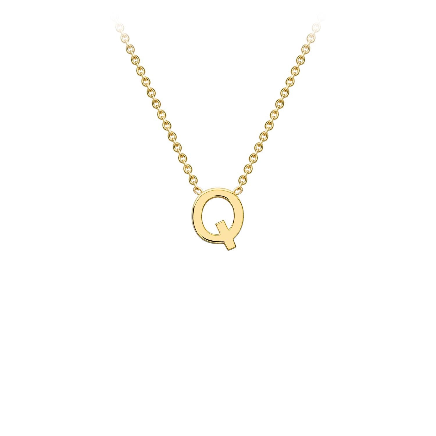 9K Yellow Gold 'Q' Initial Adjustable Letter Necklace 38/43cm - Dracakis Jewellers