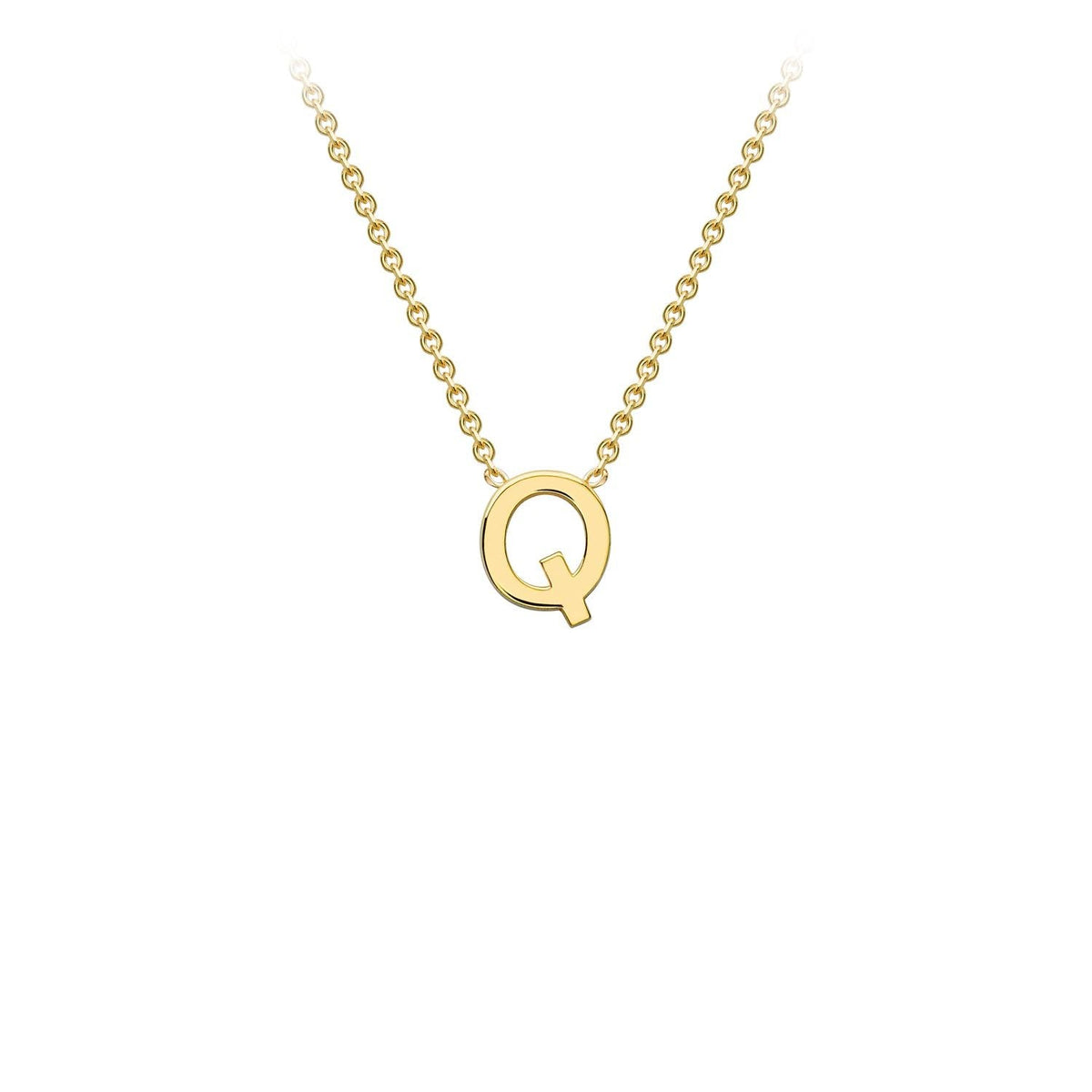 9K Yellow Gold 'Q' Initial Adjustable Letter Necklace 38/43cm - Dracakis Jewellers