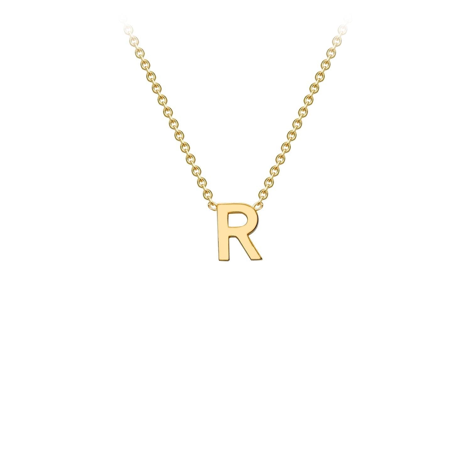 9K Yellow Gold 'R' Initial Adjustable Letter Necklace 38/43cm - Dracakis Jewellers