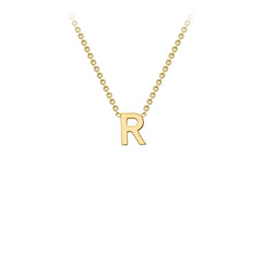 9K Yellow Gold 'R' Initial Adjustable Letter Necklace 38/43cm - Dracakis Jewellers