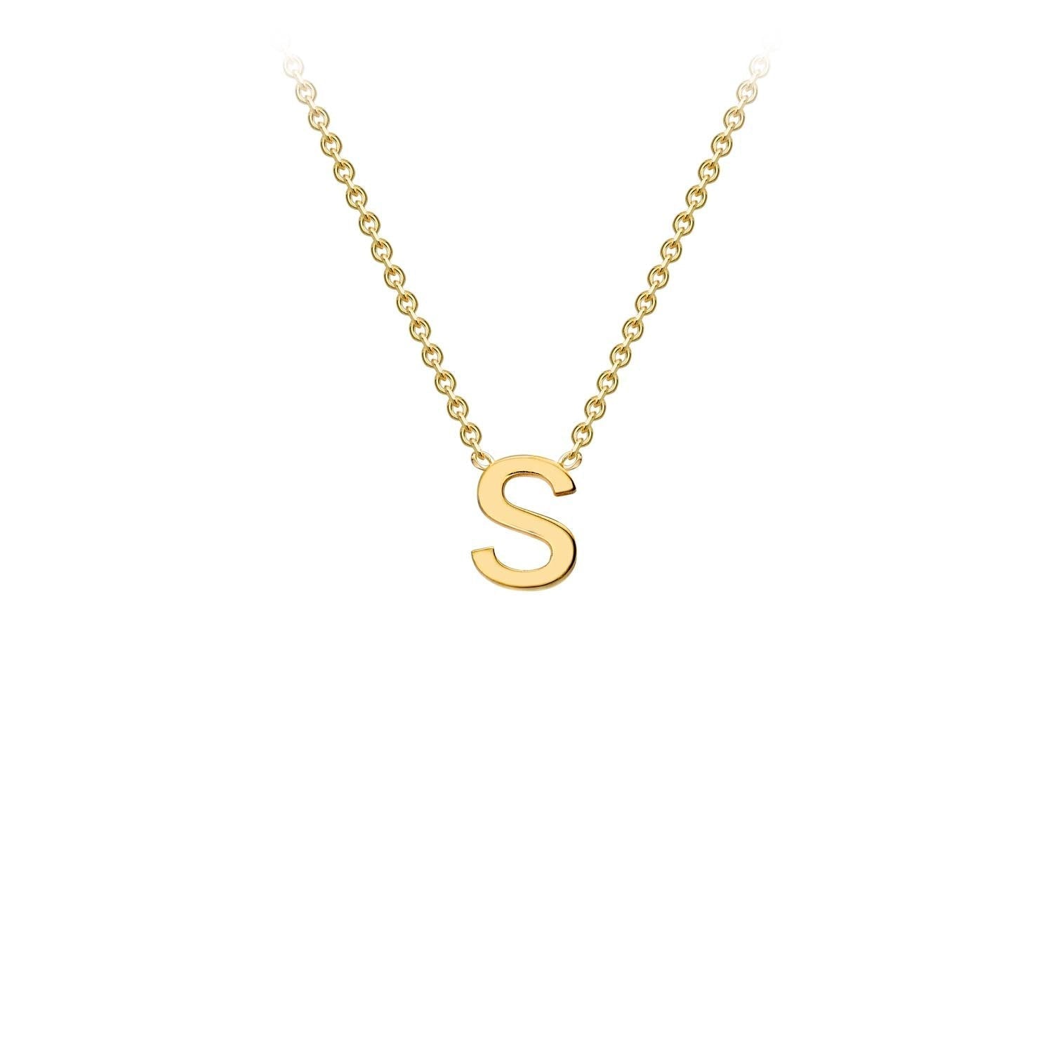 9K Yellow Gold 'S' Initial Adjustable Letter Necklace 38/43cm - Dracakis Jewellers