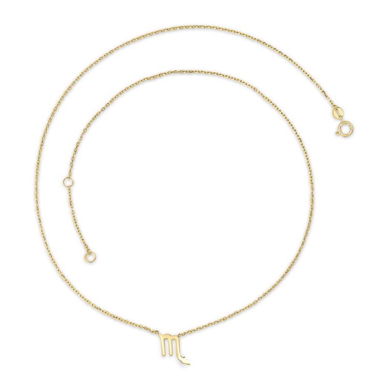 9K Yellow Gold Scorpio Zodiac Necklace 40-45cm - Dracakis Jewellers