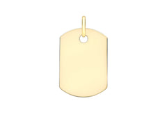 9K Yellow Gold Small Dog Tag Pendant - Dracakis Jewellers