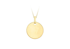 9K Yellow Gold Small Round Disc Pendant - Dracakis Jewellers