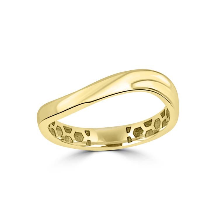 9K Yellow Gold Solid Curved Ring - Dracakis Jewellers