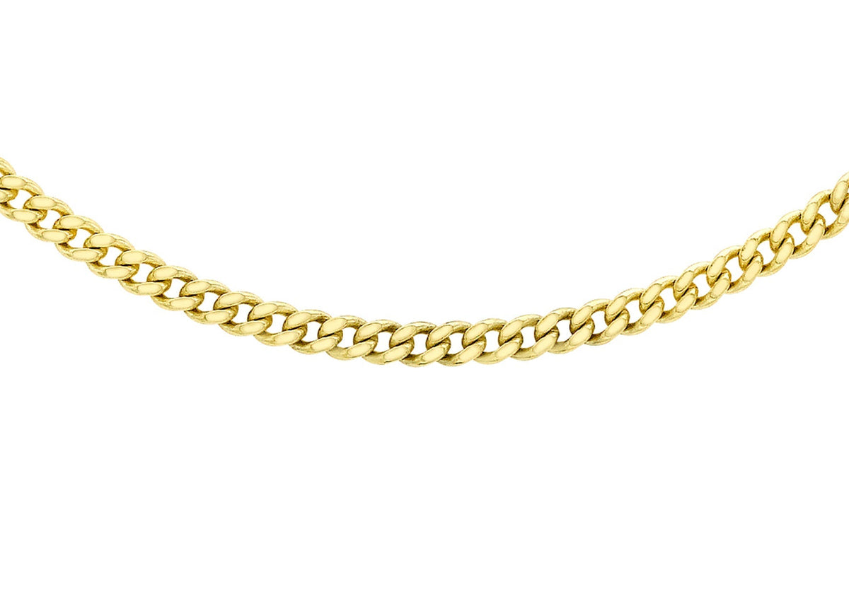 9K Yellow Gold Solid Cut Curb Chain 50cm - Dracakis Jewellers