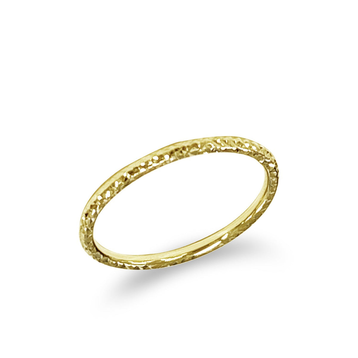 9K Yellow Gold Solid Diamond Cut Stacker Ring - Dracakis Jewellers