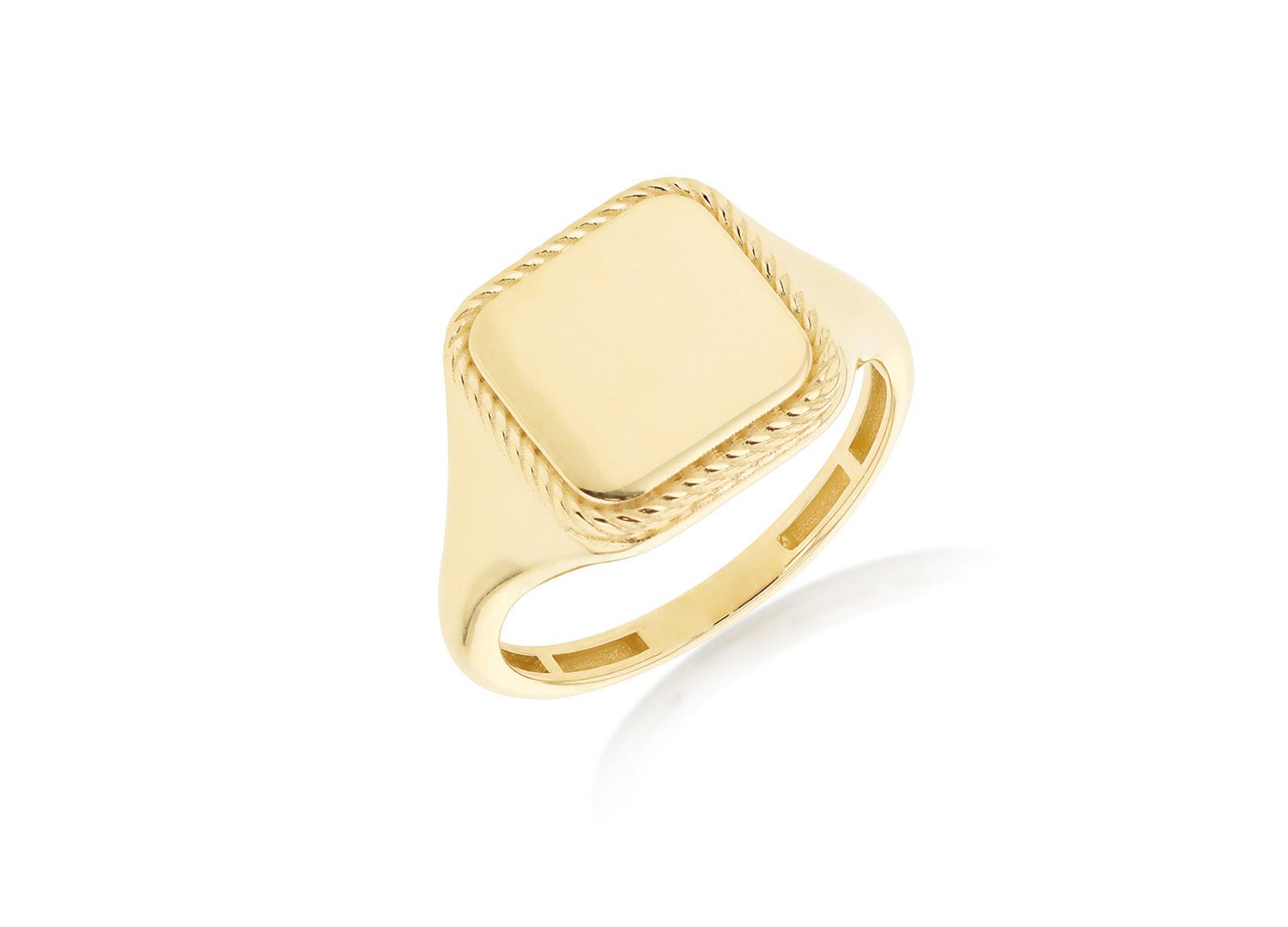 9K Yellow Gold Square Rope Signet Ring - Dracakis Jewellers