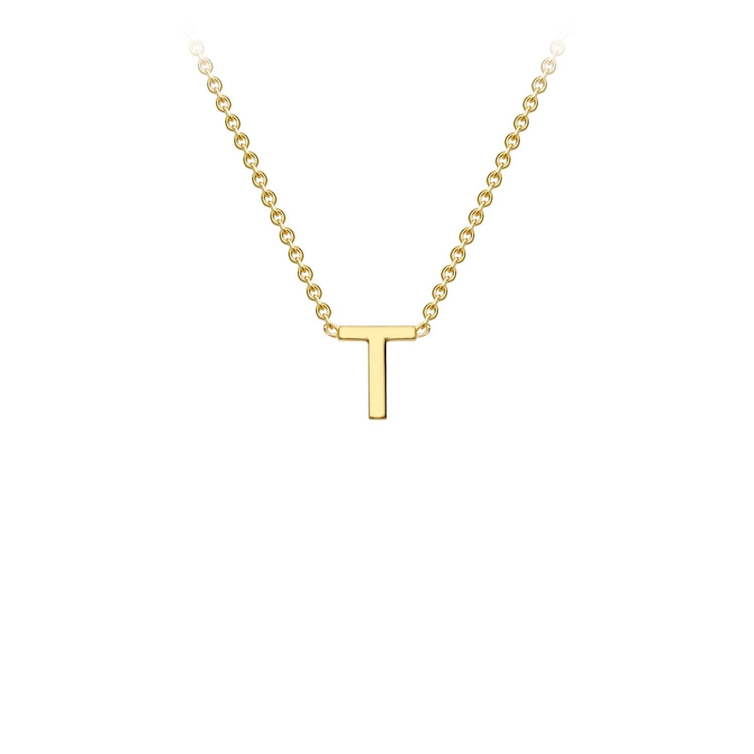 9K Yellow Gold 'T' Initial Adjustable Letter Necklace 38/43cm - Dracakis Jewellers