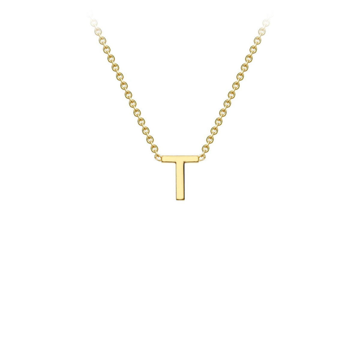 9K Yellow Gold 'T' Initial Adjustable Letter Necklace 38/43cm - Dracakis Jewellers