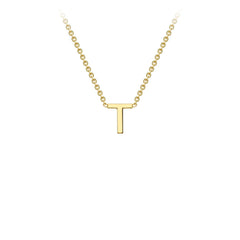 9K Yellow Gold 'T' Initial Adjustable Letter Necklace 38/43cm - Dracakis Jewellers