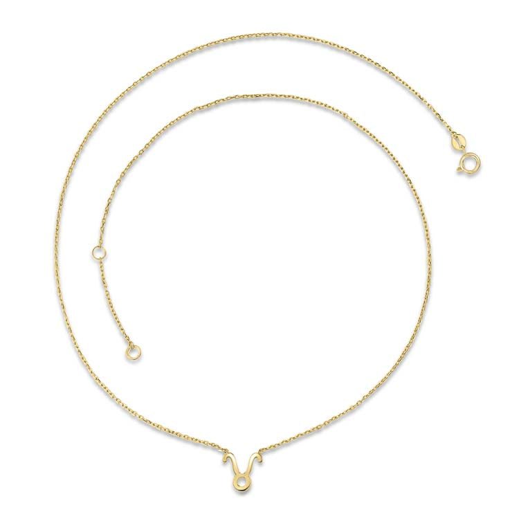 9K Yellow Gold Taurus Zodiac Necklace 40-45cm - Dracakis Jewellers