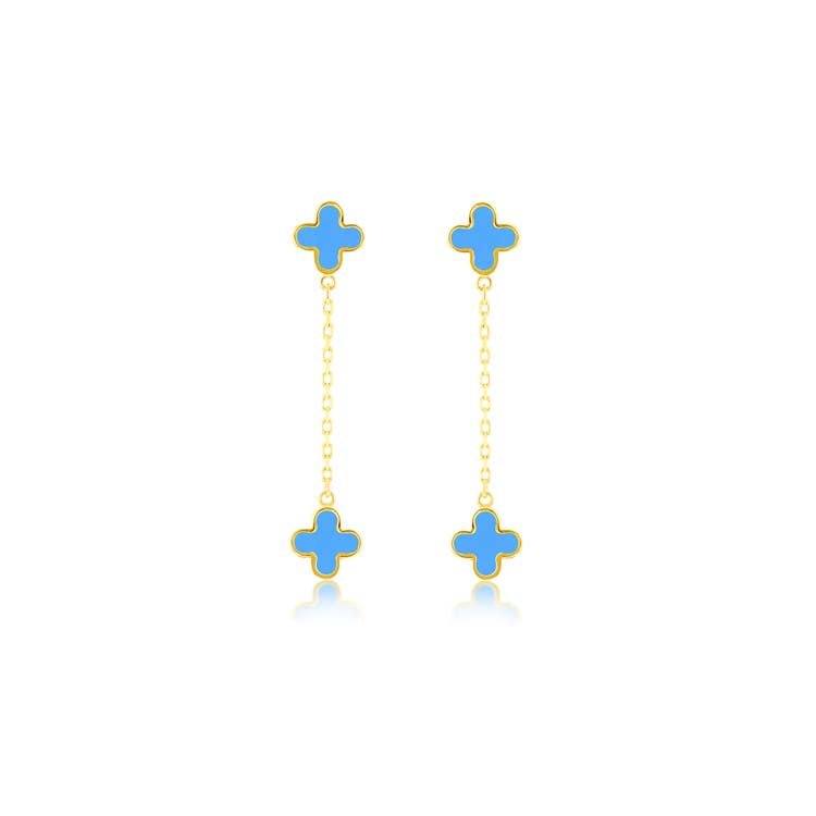 9K Yellow Gold Turquoise Petal Drop Earrings - Dracakis Jewellers