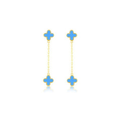 9K Yellow Gold Turquoise Petal Drop Earrings - Dracakis Jewellers