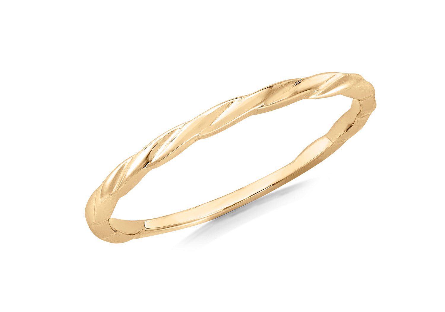 9K Yellow Gold Twist Slim Stacker Ring - Dracakis Jewellers