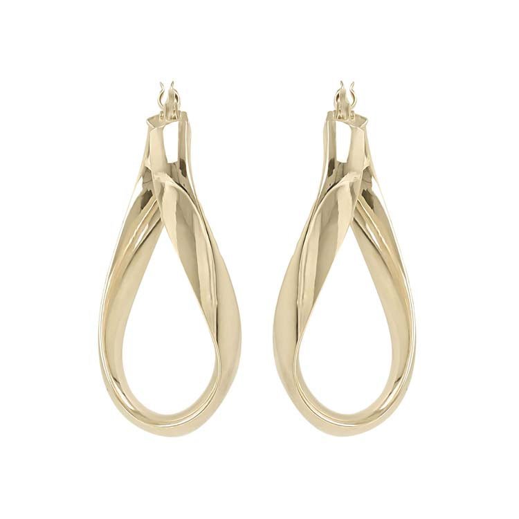 9K Yellow Gold Twisted Hoop Earrings - Dracakis Jewellers