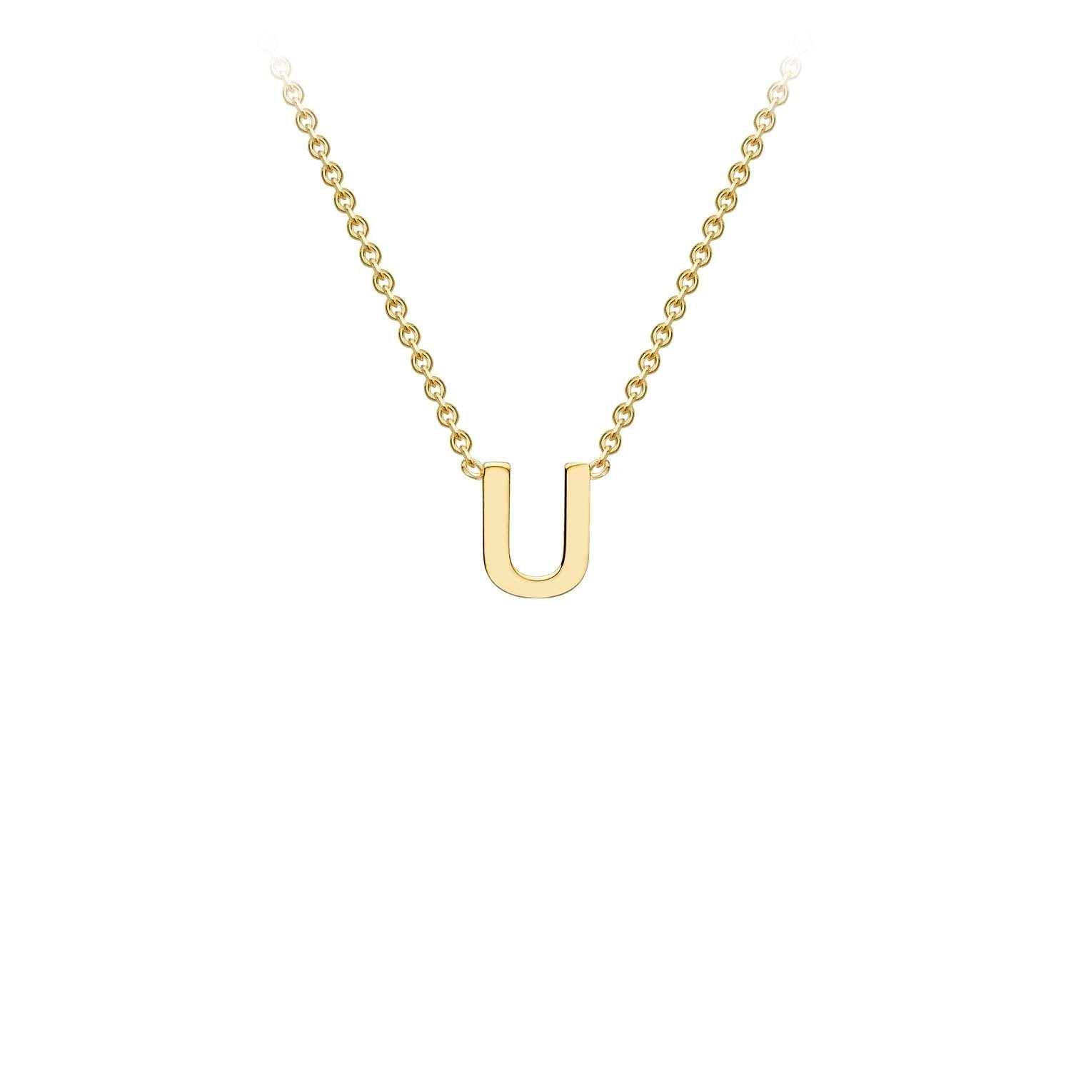 9K Yellow Gold 'U' Initial Adjustable Letter Necklace 38/43cm - Dracakis Jewellers