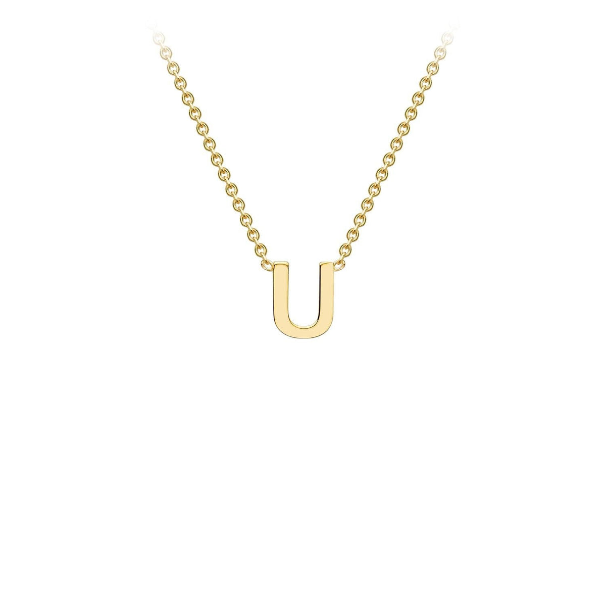 9K Yellow Gold 'U' Initial Adjustable Letter Necklace 38/43cm - Dracakis Jewellers