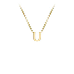 9K Yellow Gold 'U' Initial Adjustable Letter Necklace 38/43cm - Dracakis Jewellers