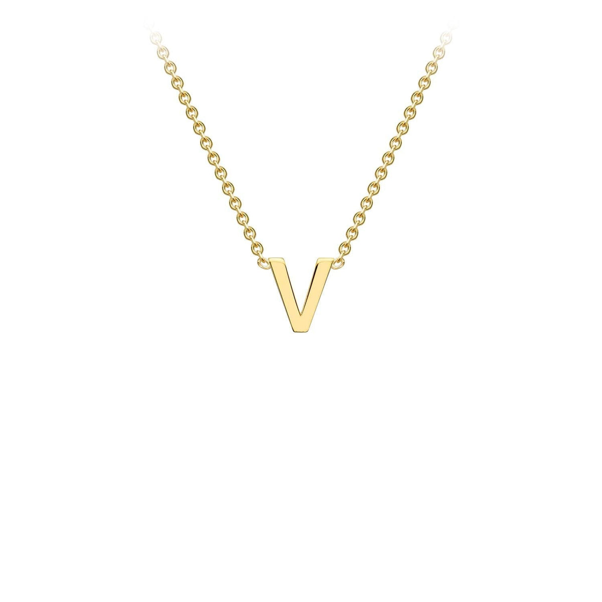 9K Yellow Gold 'V' Initial Adjustable Letter Necklace 38/43cm - Dracakis Jewellers