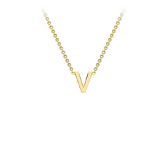 9K Yellow Gold 'V' Initial Adjustable Letter Necklace 38/43cm - Dracakis Jewellers