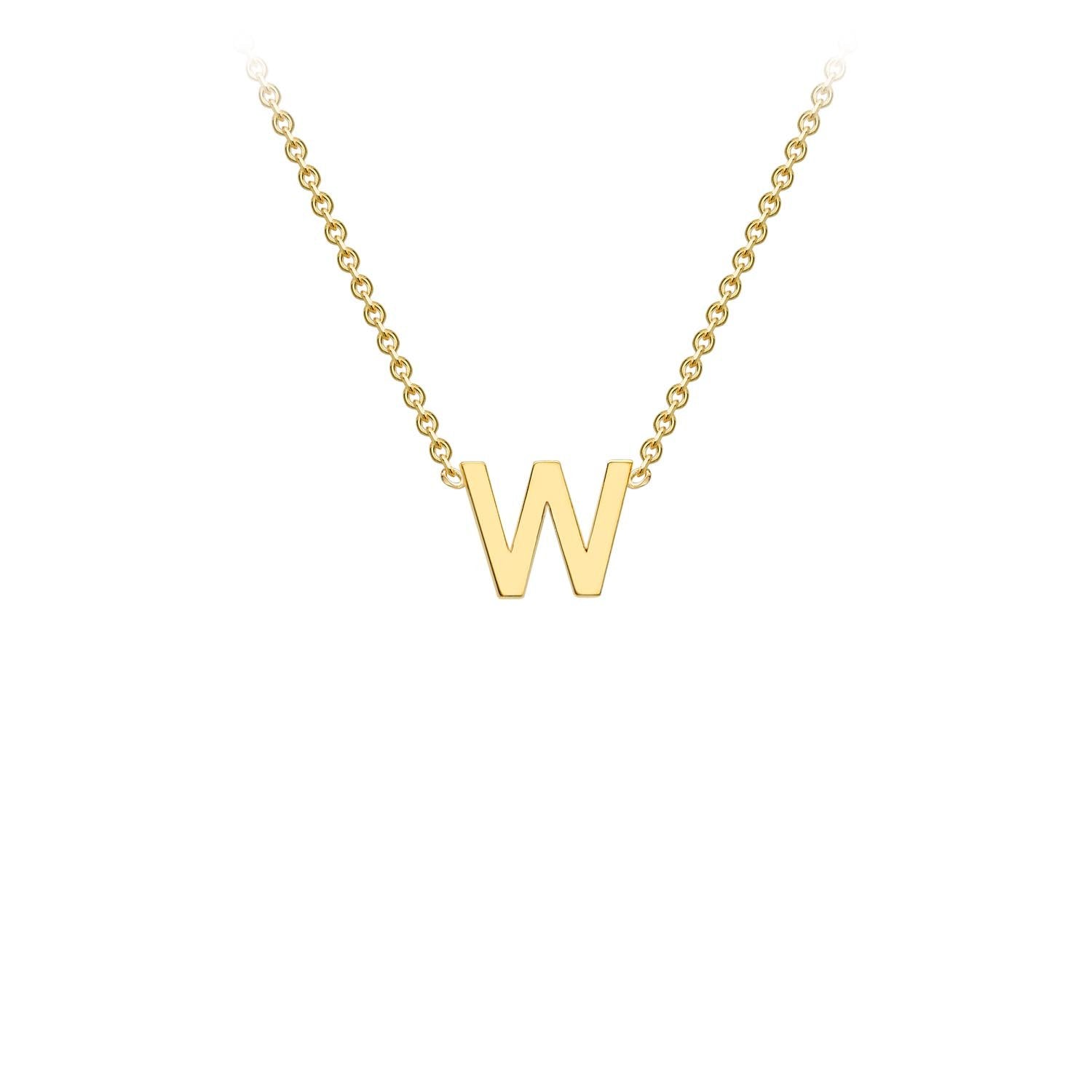 9K Yellow Gold 'W' Initial Adjustable Letter Necklace 38/43cm - Dracakis Jewellers