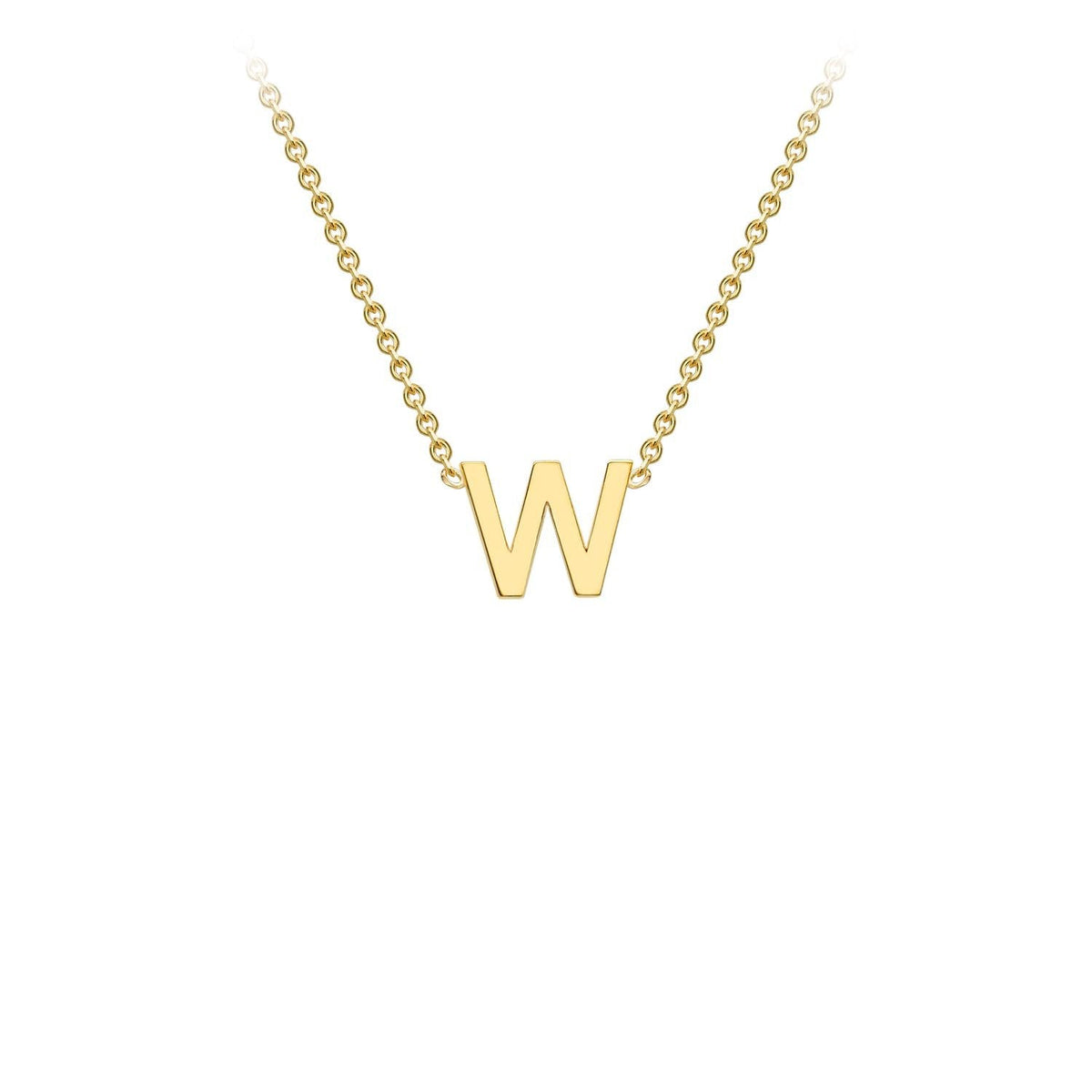 9K Yellow Gold 'W' Initial Adjustable Letter Necklace 38/43cm - Dracakis Jewellers