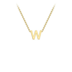 9K Yellow Gold 'W' Initial Adjustable Letter Necklace 38/43cm - Dracakis Jewellers