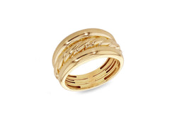 9K Yellow Gold Wide Rope Ring - Dracakis Jewellers