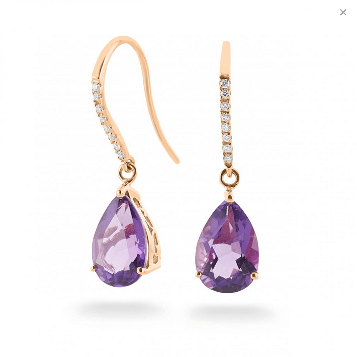 Amethyst & Diamond Earrings (18ct) - Dracakis Jewellers