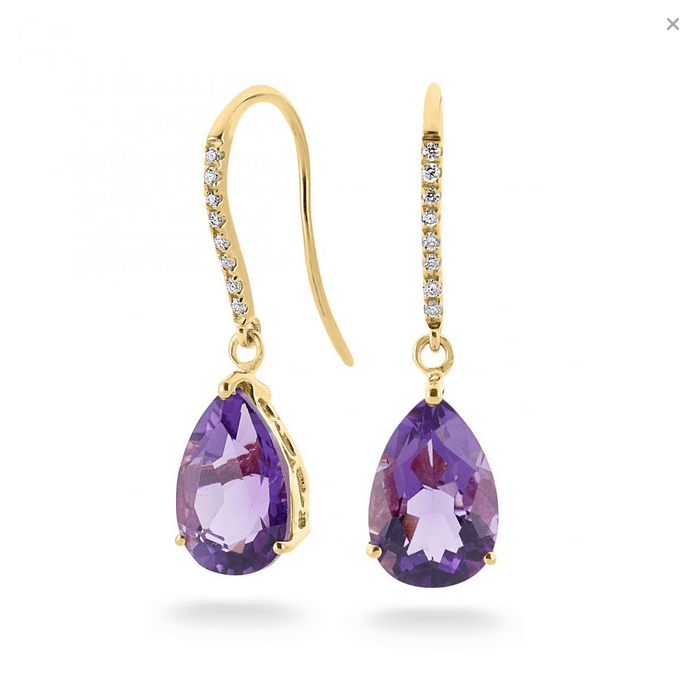 Amethyst & Diamond Earrings (9ct) - Dracakis Jewellers