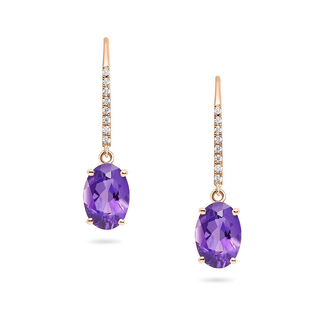 Amethyst & Diamond Earrings (9ct) - Dracakis Jewellers