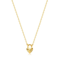 Ania Haie 14kt Gold Heart Padlock Necklace - Dracakis Jewellers