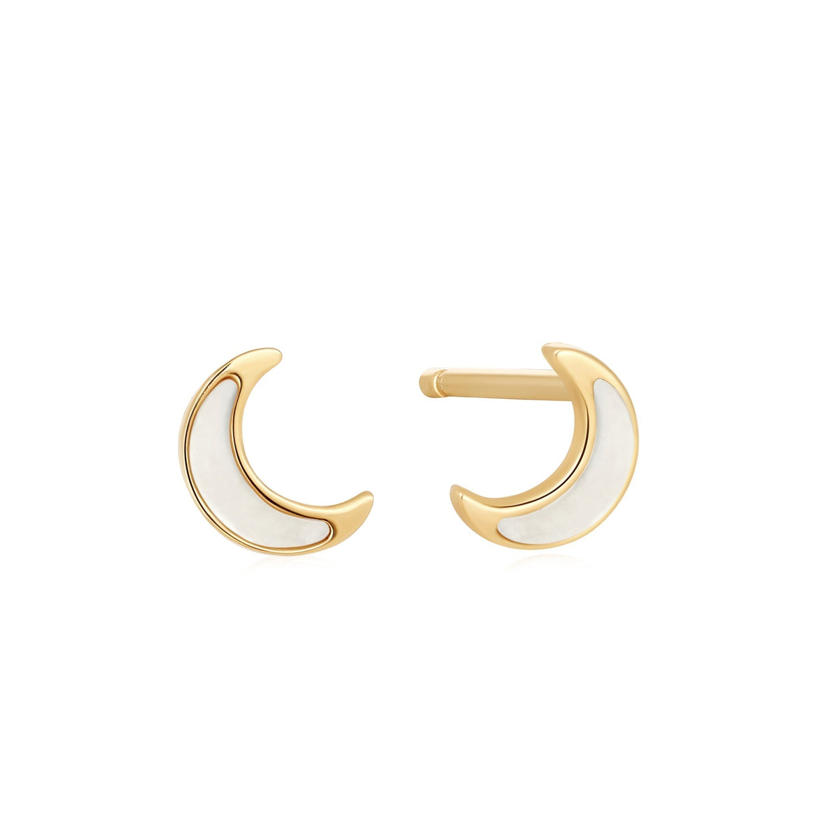 Ania Haie 14kt Gold Mother Of Pearl Moon Stud Earrings - Dracakis Jewellers